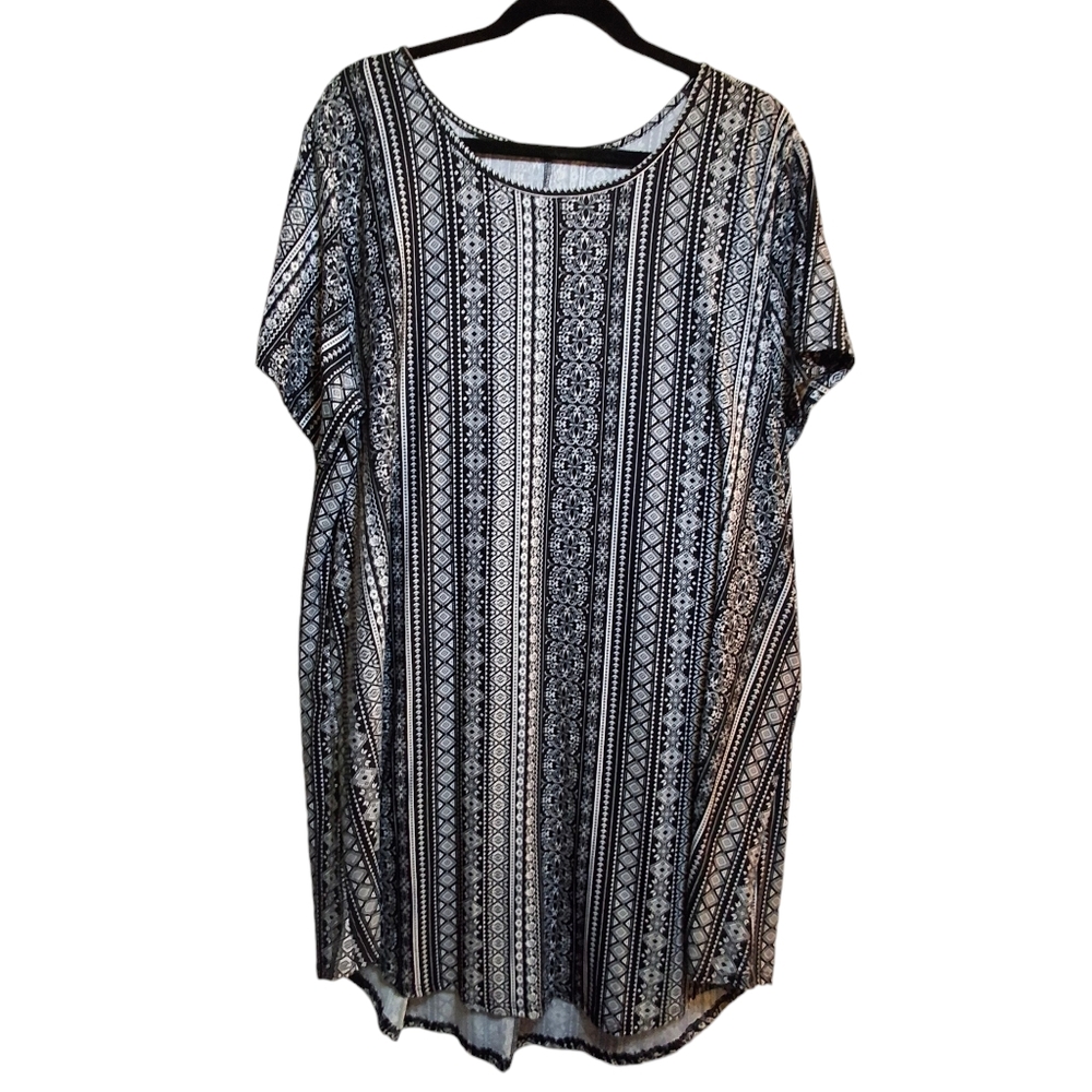 Bobbie Brooks stretchy dress 3x black tan earth tones